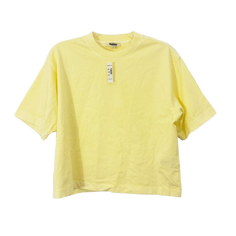MADEWELL Boxy Crop Tee in Allday Jersey XXS Sheer Pineapple Short Sleeve NWT B95